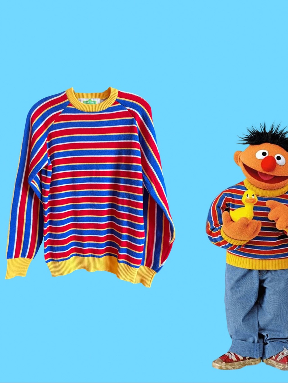 Adult Size XS Ernie Striped Sweater